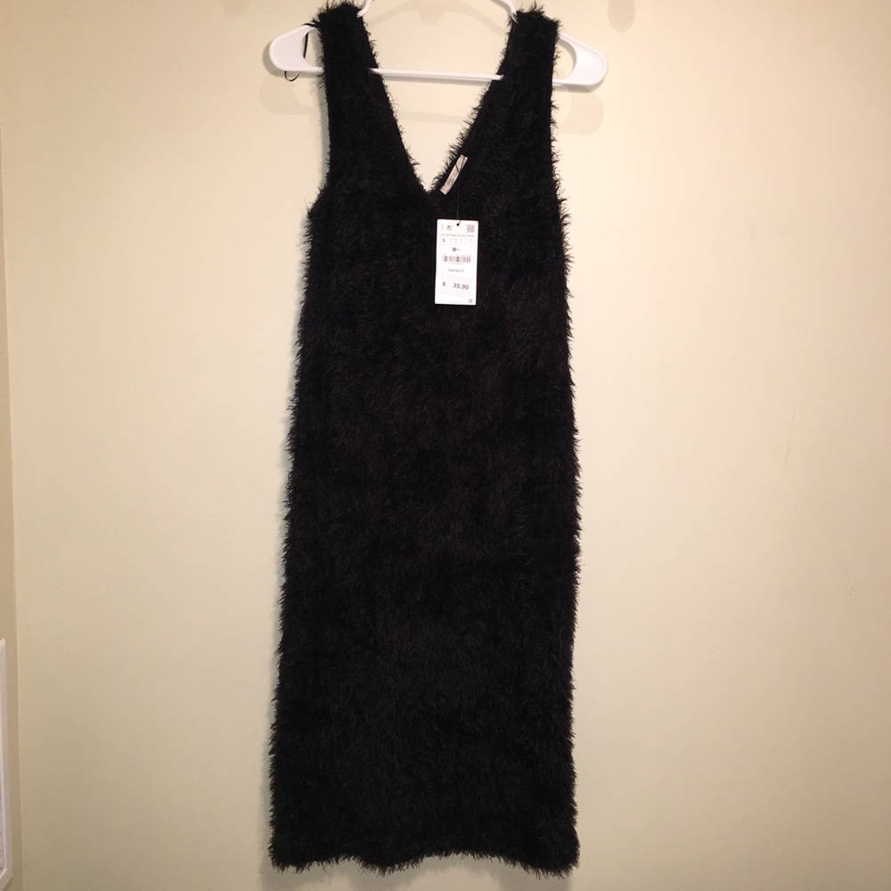 Fuzzy Black Midi Dress🌚